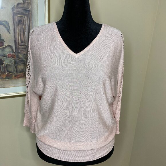 Dress Barn Pink Sweater w/Cold Shoulder Sleeves - Picture 2 of 8